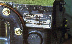 Mercedes Benz 300SL engine number stamping location